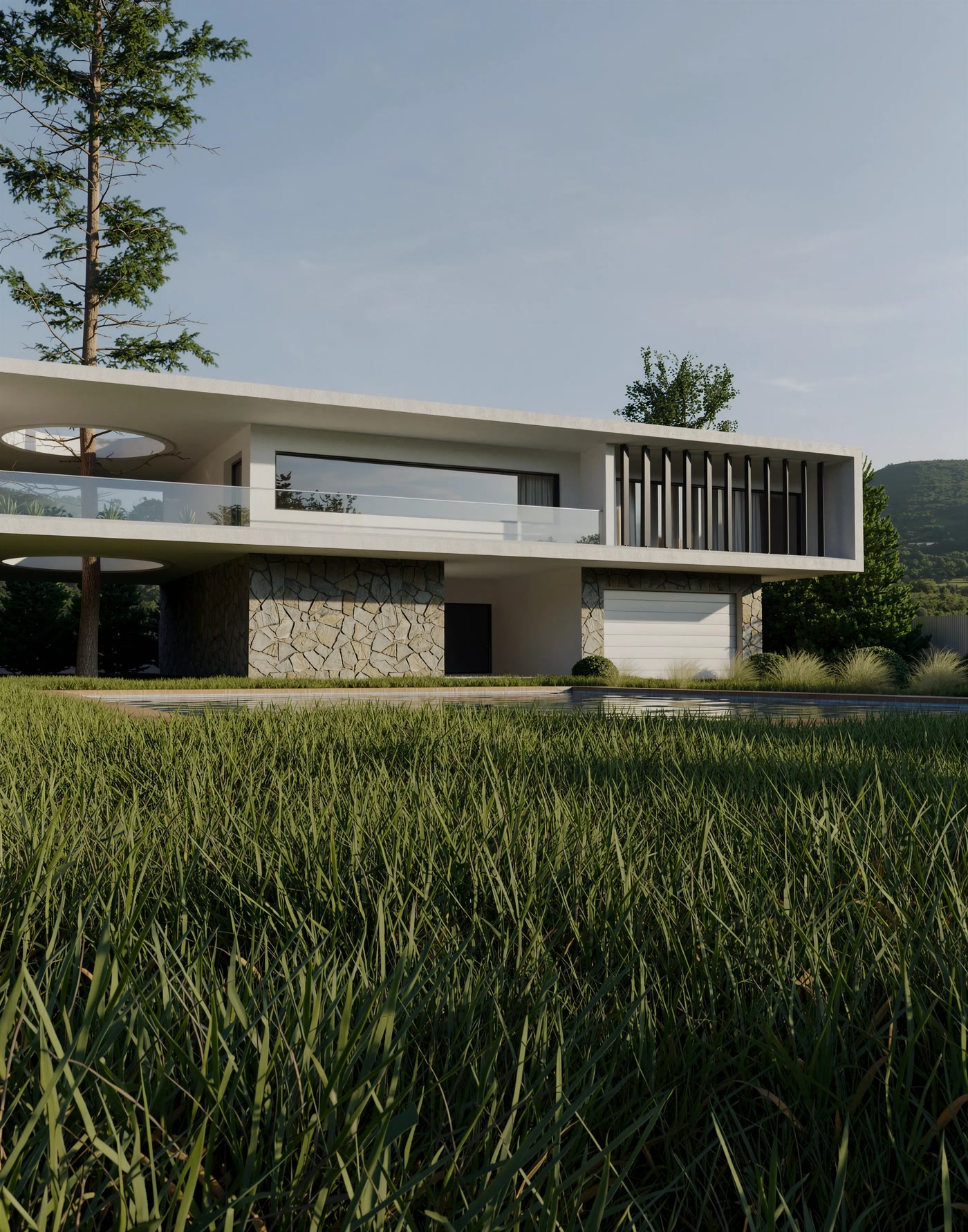 Visualización de BC Villa: la terraza y la abertura de la cubierta vistas desde el jardín