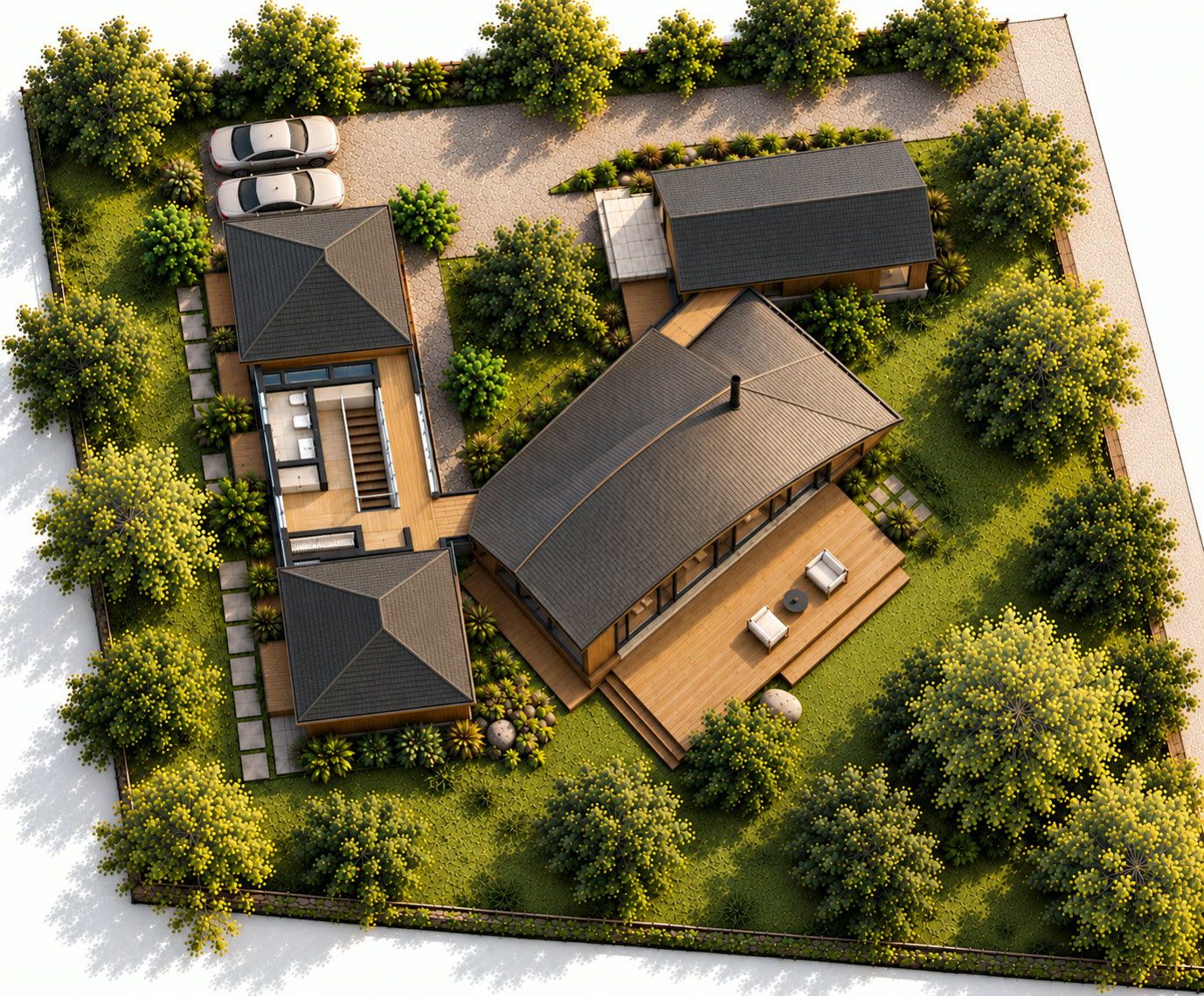 Plano de la primera planta de LV House: baño, escalera y vestíbulo